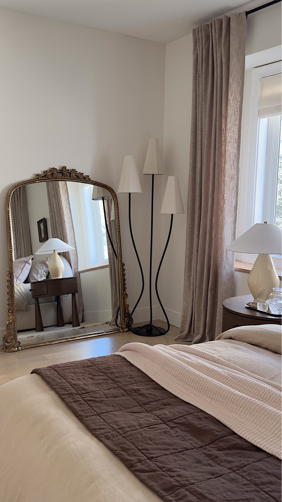 Love this corner of our master 🤍


Bedroom 
Floor lamp
Mirror
Curtains 
Bedding

#LTKSaleAlert #LTKHome