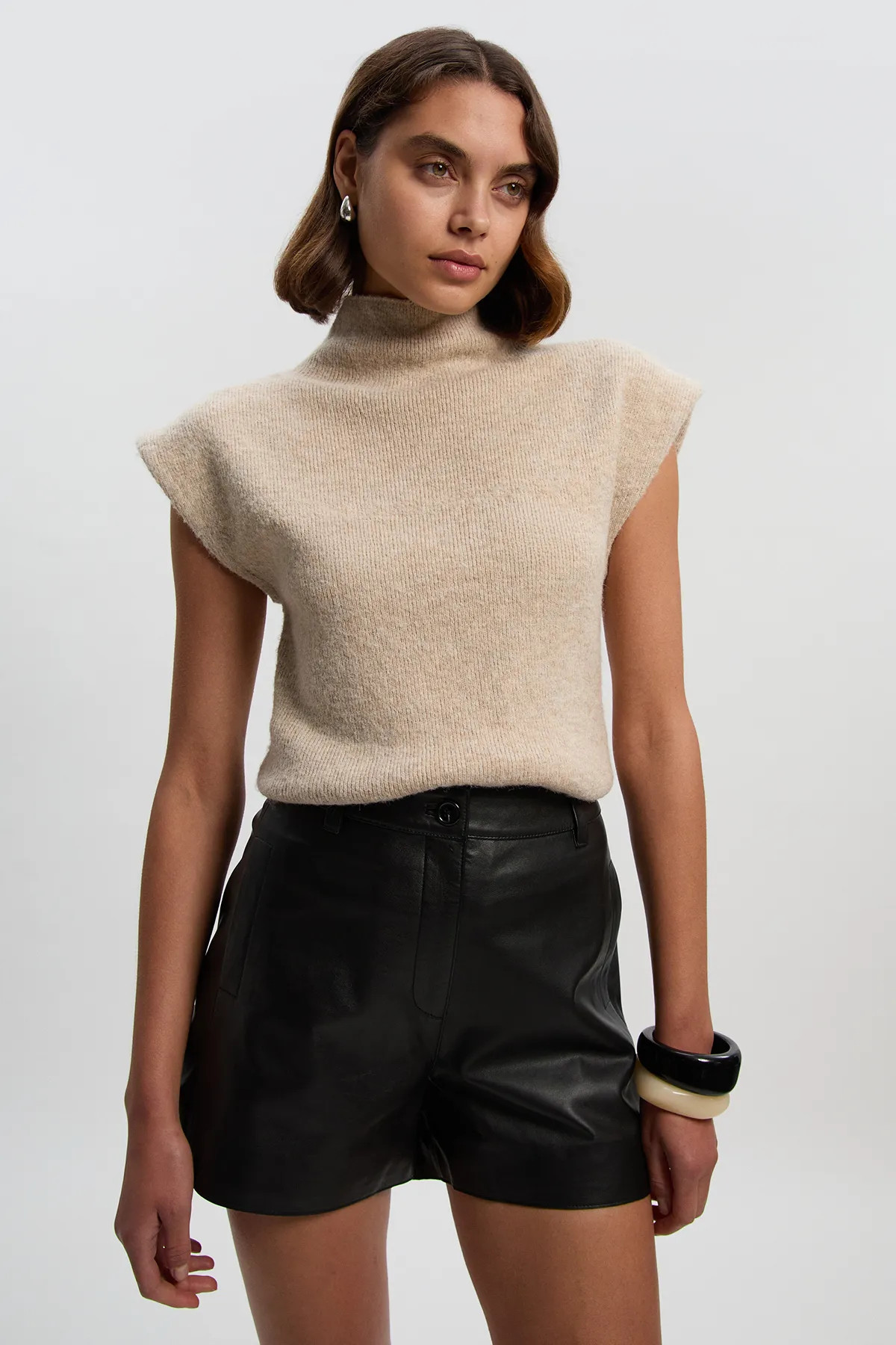 Leather Tailored Shorts | Karen Millen UK + IE + DE + NL