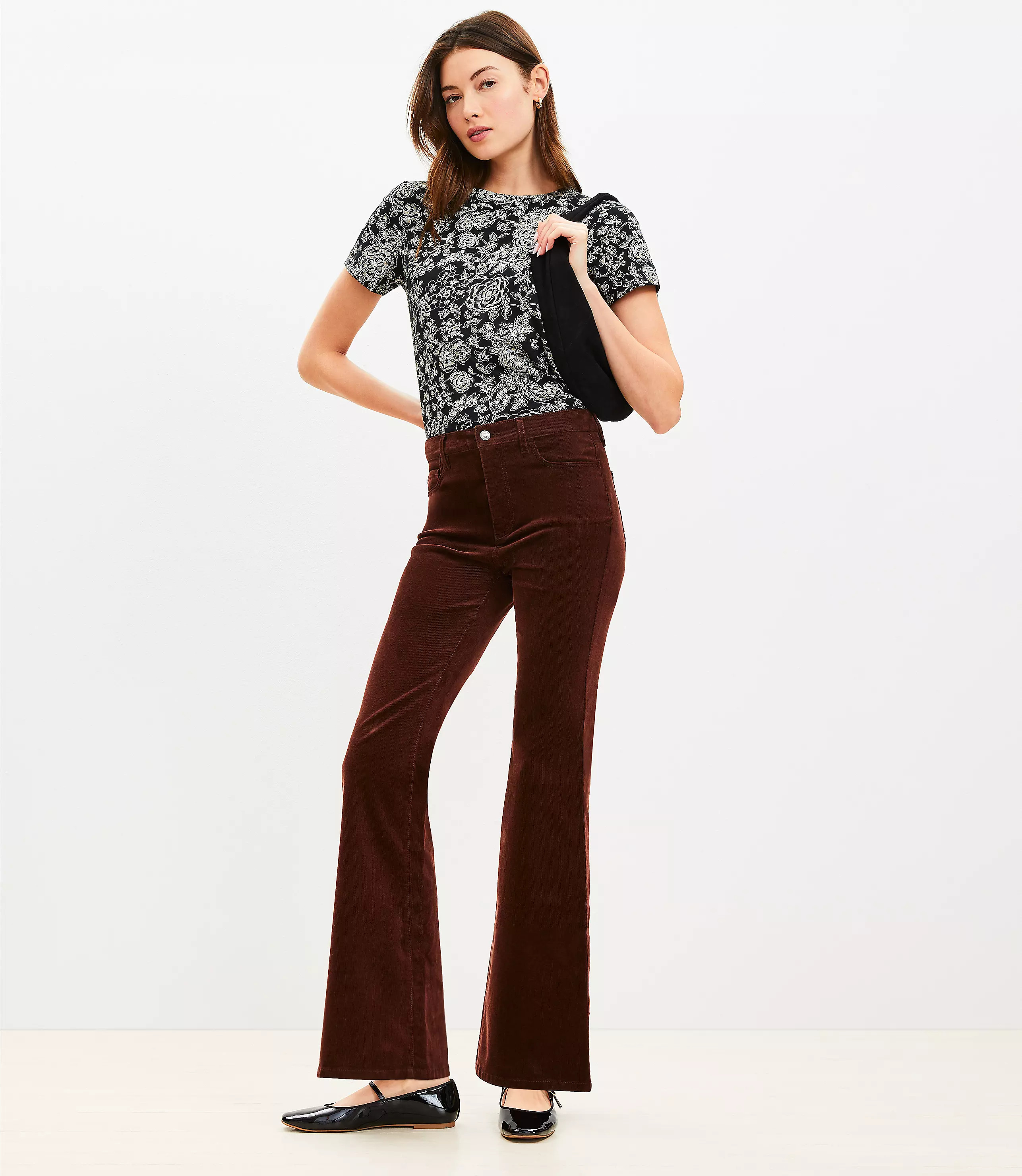 Petite Slim Flare Pants in Corduroy | LOFT