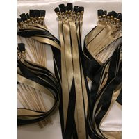 50 Wedding Wands, Party Streamers, Gold Bells, Satin Ribbons in Black & Gold, Glamorous Send Off For | Etsy (US)