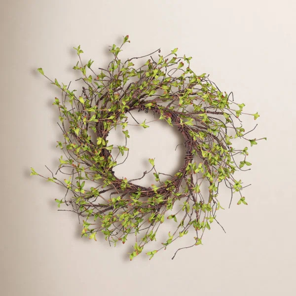 24" Handmade Spring Tea Leaf Front Door Wreath | Joss & Main