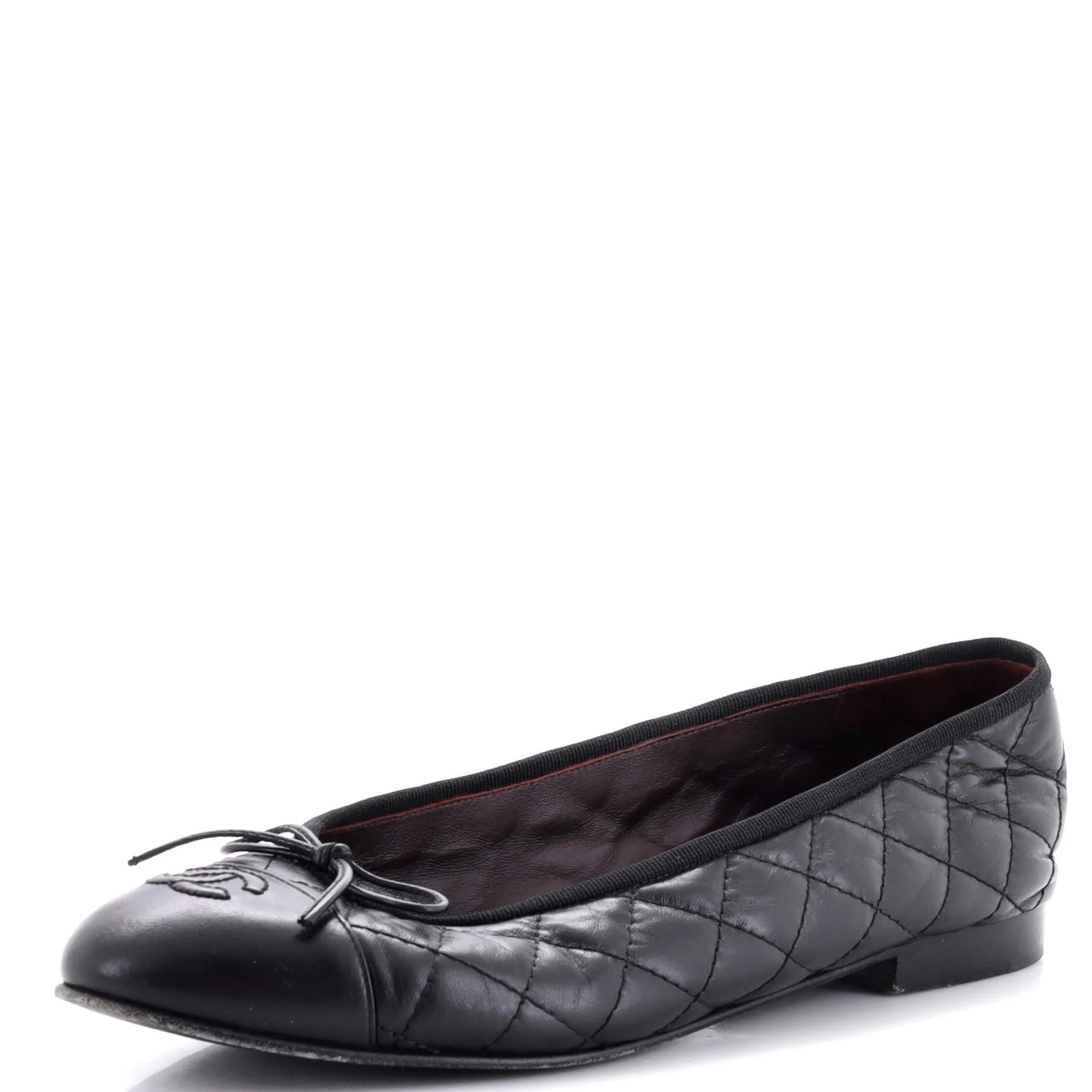 Women's CC Cap Toe Bow Ballerina Flats Leather | Shop Simon