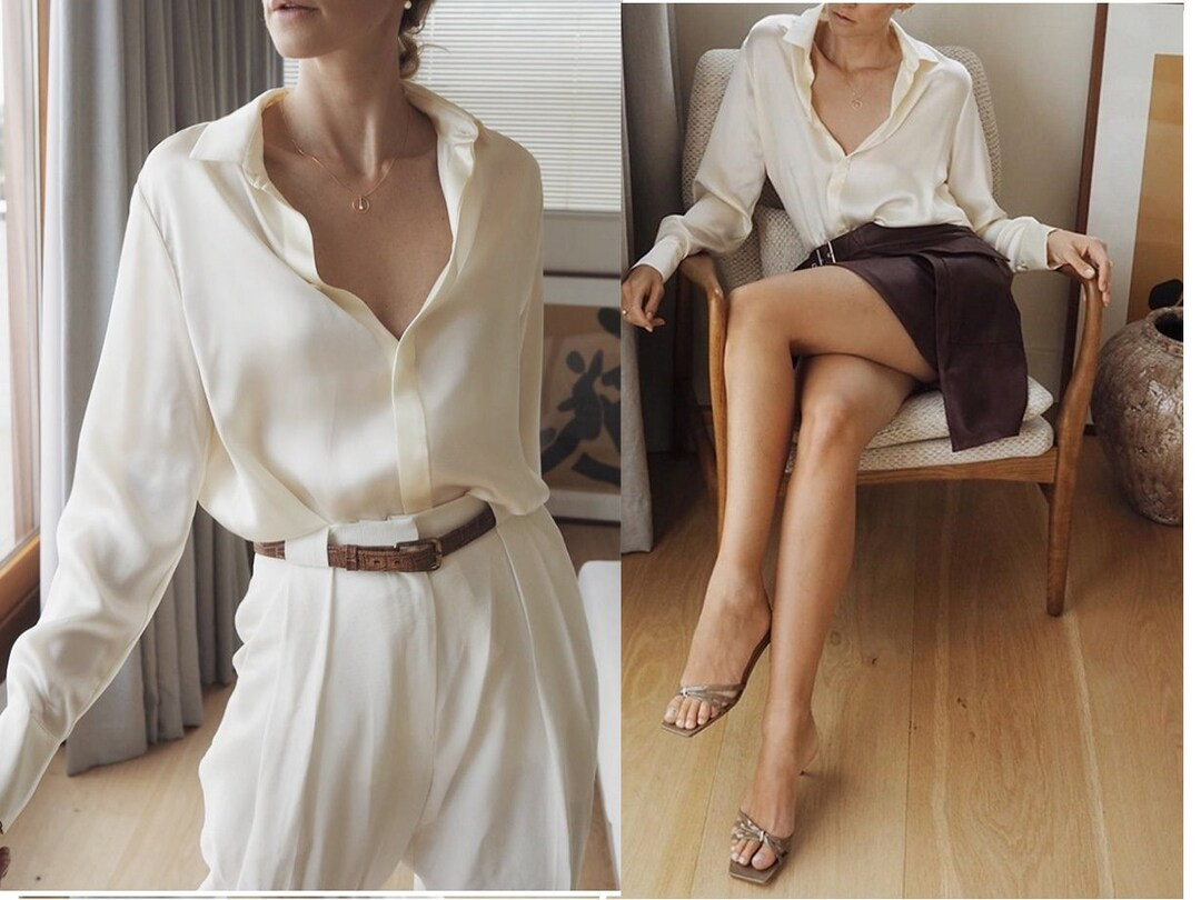 Luxurious 100% Mulberry Silk Blouse /real Silk Button Down - Etsy | Etsy (US)