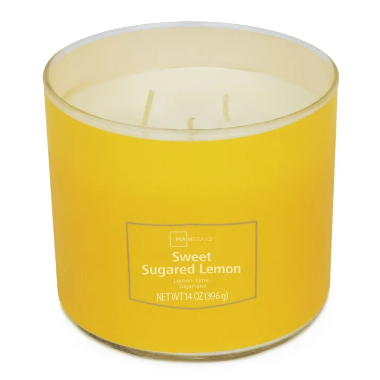 Mainstays 3-Wick Textured Wrap Sweet Sugared Lemon, 14-Ounce | Walmart (US)