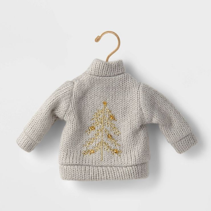 Knit Sweater with Tree Christmas Tree Ornament Gray/Gold - Wondershop™ | Target