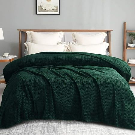 Exclusivo Mezcla Twin Size Jacquard Weave Wave Pattern Flannel Fleece Velvet Plush Bed Blanket as Be | Walmart (US)