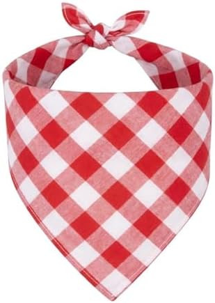 Dog Bandanas 1 Pack; Cotton Linen Red Bandana Plaid for Large Dogs; Soft Breathable Dog Accessori... | Amazon (US)