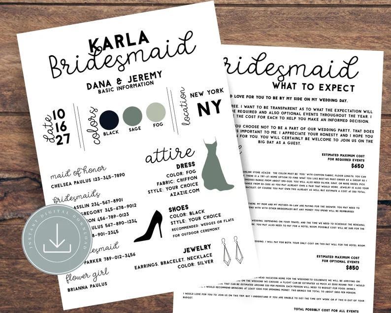 Editable Personalize Template Printable Bridesmaid Proposal | Etsy | Etsy (US)