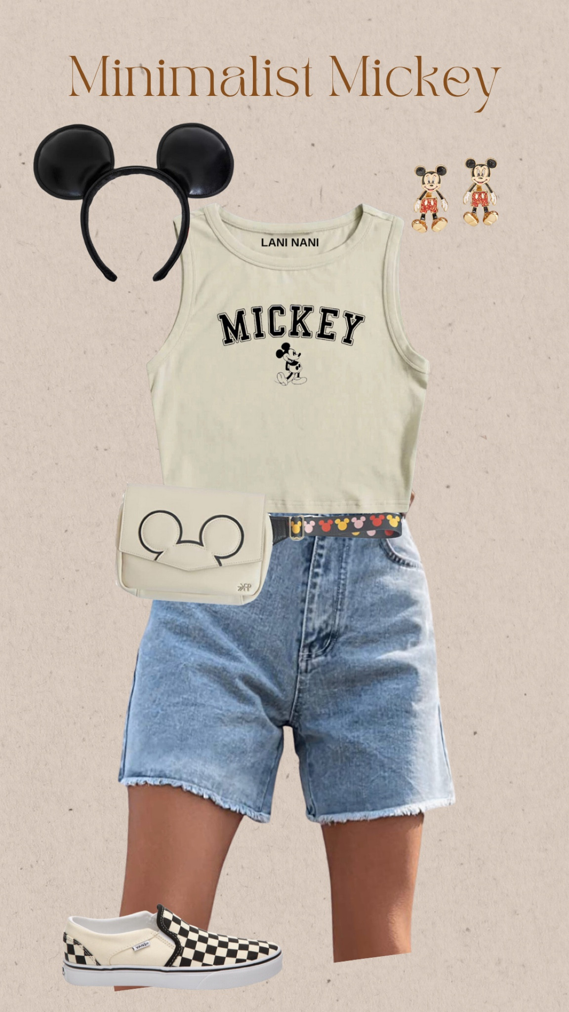 It’s hot this summer at Walt Disney World and if you can’t be bothered with accessories or something frilly than this is the outfit for you. 

A high waisted, longer short with this minimalist Mickey tank and coordinating checked vans and Mickey Fanny pack is all you need to show your commitment to the mouse without going over the top!

#disneystyle #disneymom #mickeymouse #disneyworld #disneyland #disneyoutift #disneytrip 



#LTKtravel #LTKfamily
