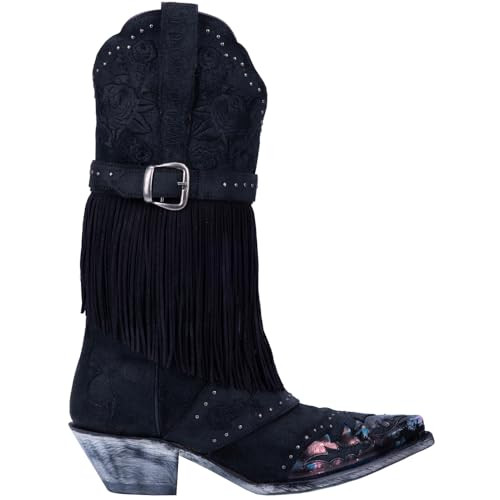 Dan Post Boot Company "Womens Bed of Roses Studded Snip Toe Western Cowboy Boots Mid Calf Mid Heel 2-3" - Black - Size 7 B | Amazon (US)