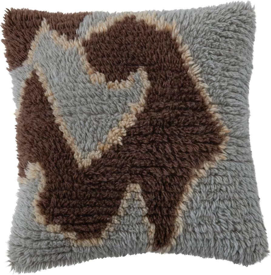 Creative Co-Op Tufted Wool and Cotton Throw Pillow Cover with Abstract Design, Multicolor | Amazon (US)