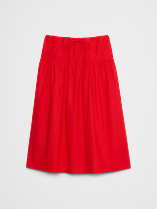 Poplin Drop-Waist Midi Skirt | Banana Republic Factory
