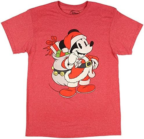 STAR WARS Men's Christmas Mickey Mouse Santa Red Graphic T-Shirt | Amazon (US)