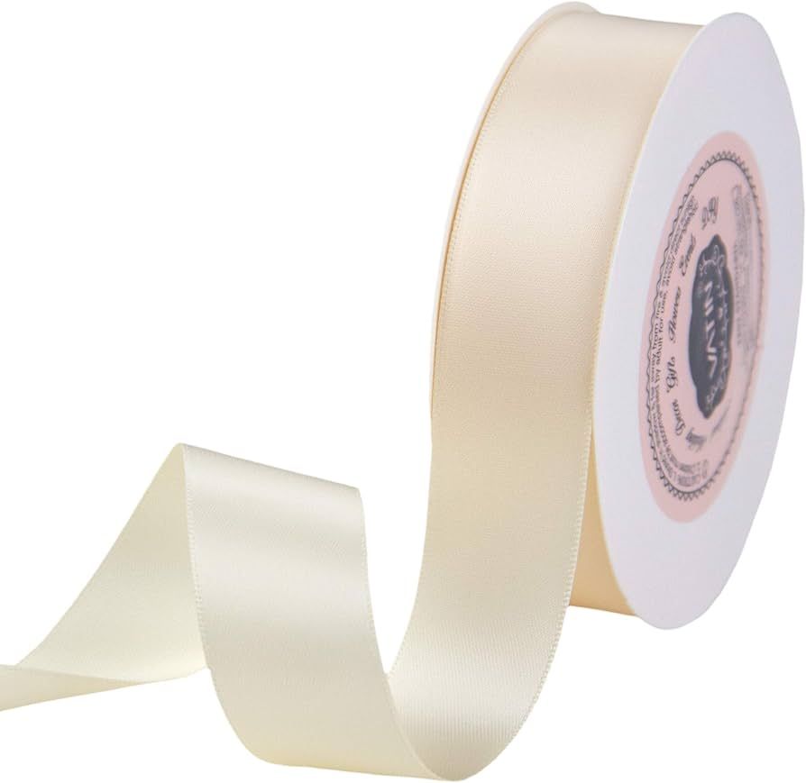 VATIN 1 inch Double Faced Polyester Satin Ribbon Cream -Continuous 25 Yard Spool, Perfect for Wed... | Amazon (US)