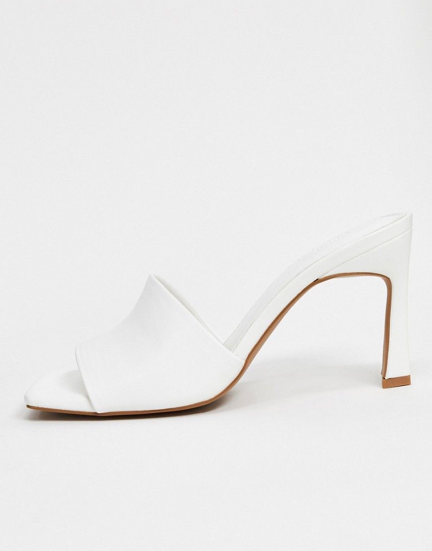 ASOS DESIGN Hattie mid-heeled mule sandals in white | ASOS (Global)