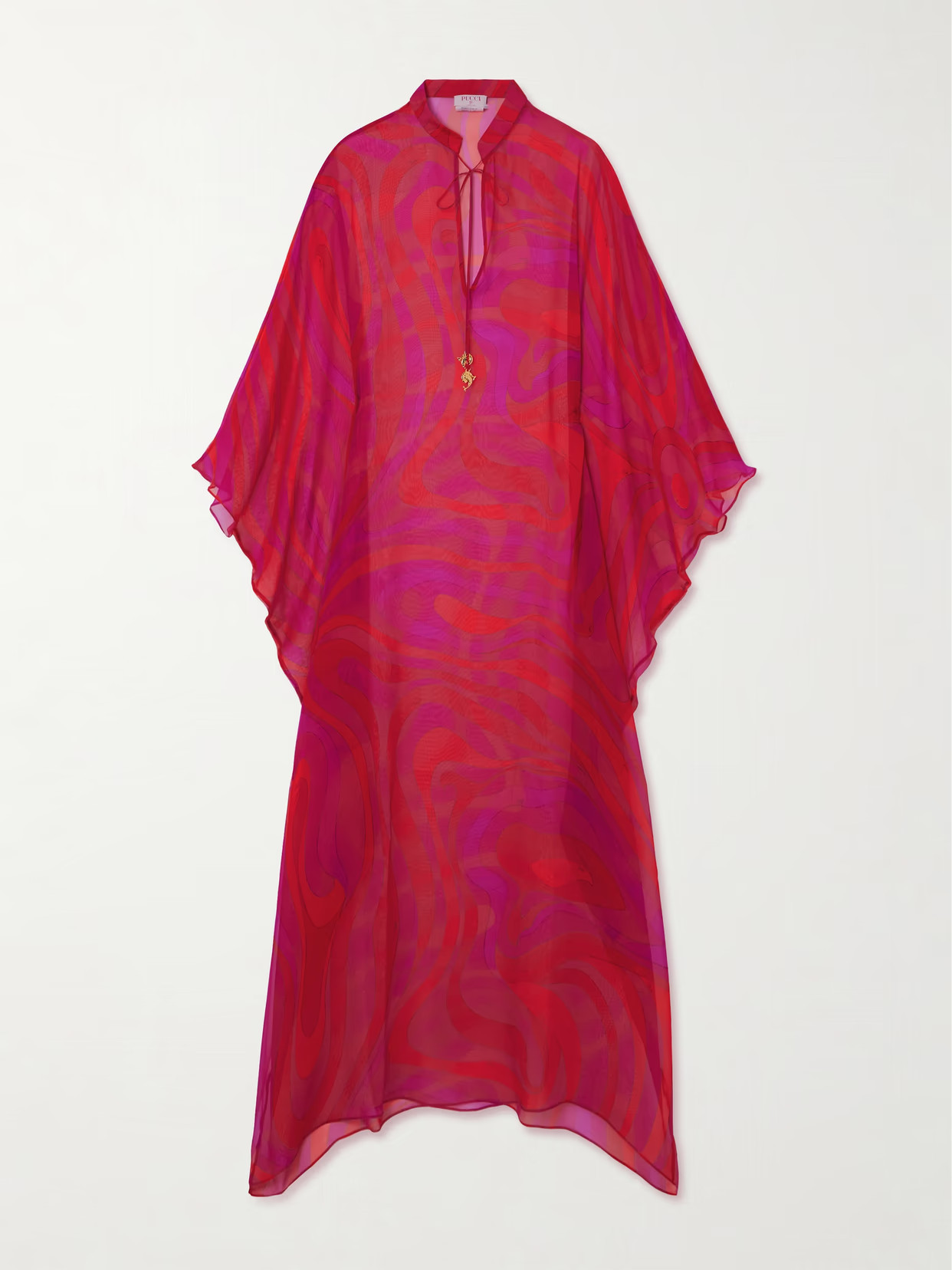 PUCCI - Embellished Printed Silk-chiffon Maxi Dress - Pink | NET-A-PORTER (US)