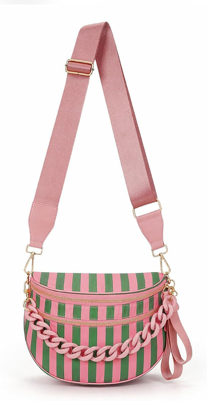 hibear Checkered Crossbody Bag Spacious Bum Bags for Women Nylon Crossbody Fanny Packs Checkered ... | Amazon (US)