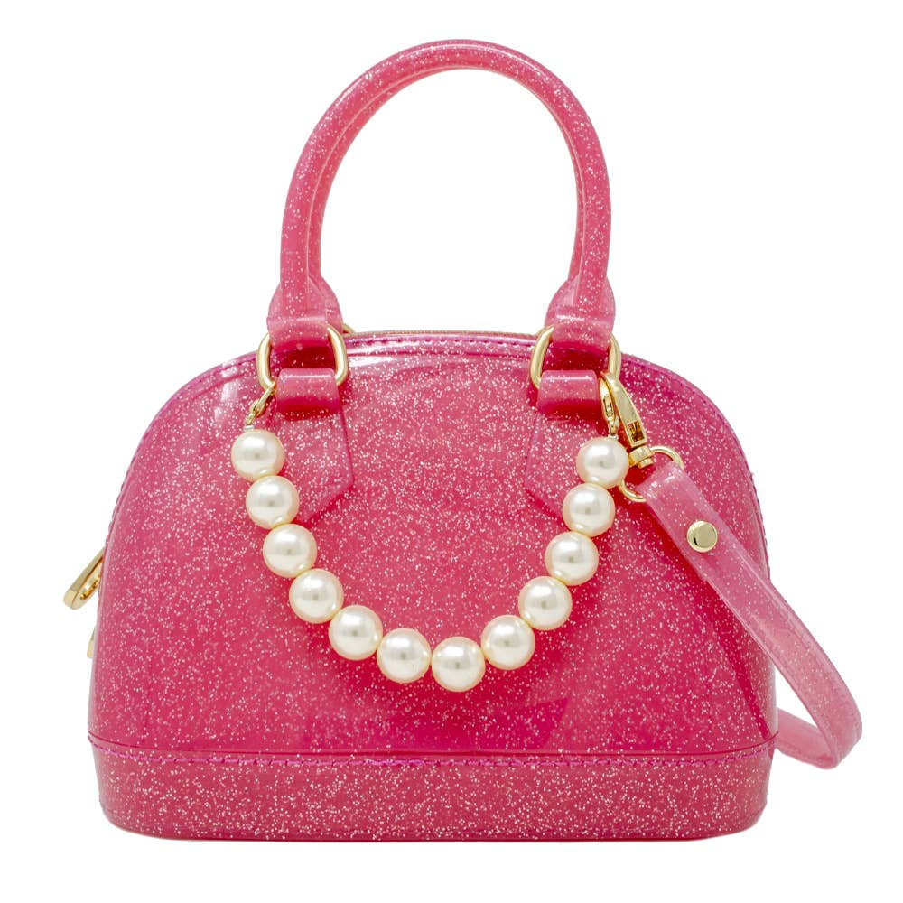 Jelly Bowling Pearl Crossbody Handbag - Hot Pink | JoJo Mommy