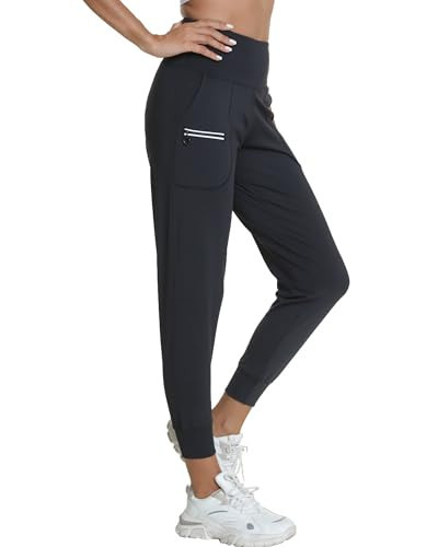 Kcutteyg Womens Joggers with Pockets High Waisted - Soft Lightweight Athletic Workout Pants for Running Gym Fitness Yoga and Casual (Black High Rise, X-Small) | Amazon (US)