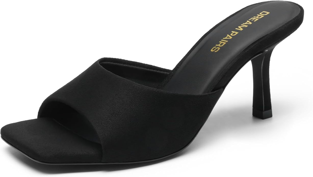 DREAM PAIRS Women’s Comfort Square Toe Kitten Mule Heels | Amazon (US)