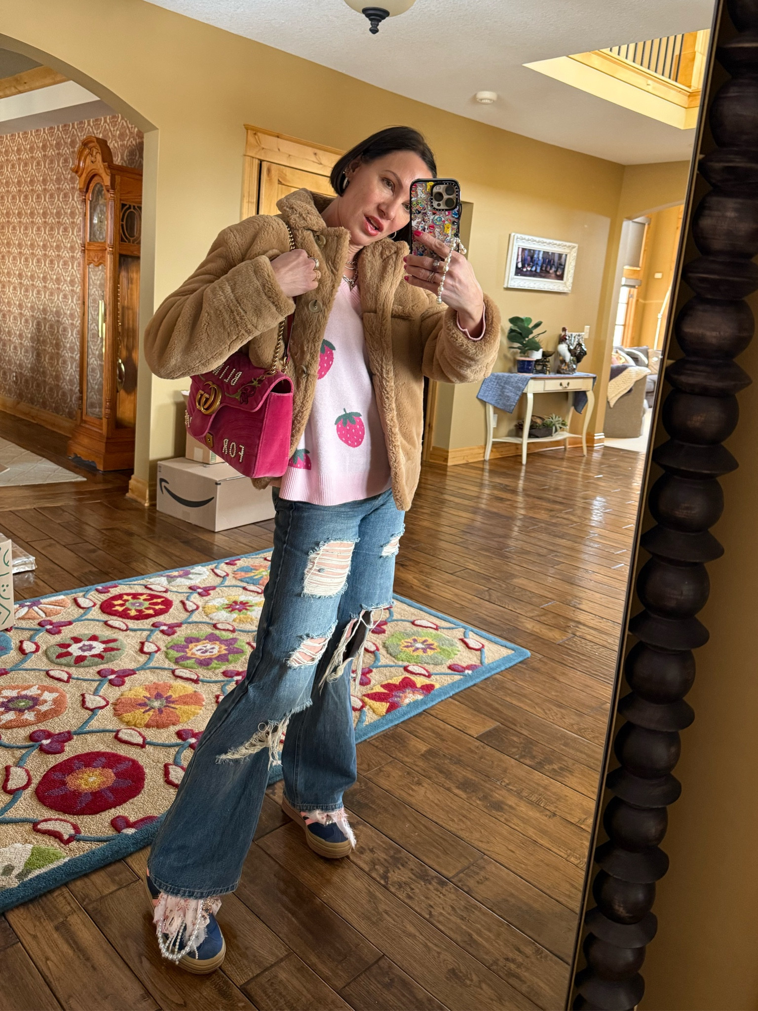 Outfit situation-
Beach riot sweater
Adidas and charms  
Ripped jeans
Gucci bag
Teddy bear brown jacket 

Casual winter outfit, Valentine’s Day outfit 

#LTKOver40 #LTKStyleTip #LTKSeasonal