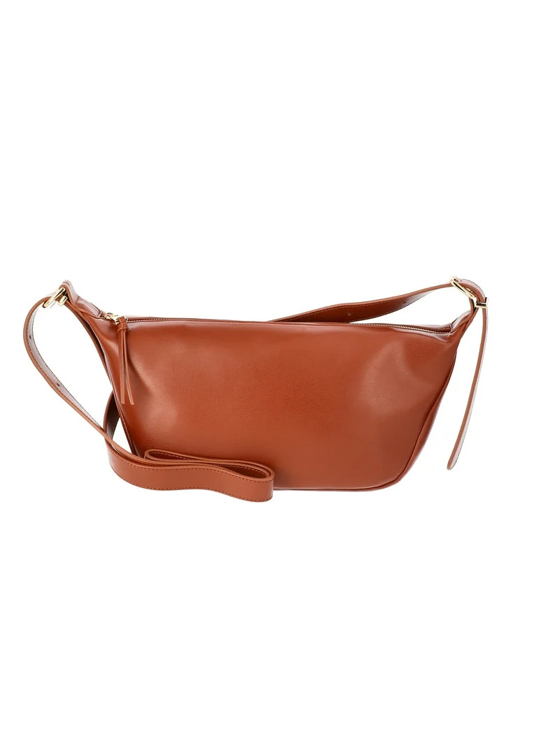 Time and Tru Women's Faux Leather Sling Crossbody Bag, Cognac | Walmart (US)