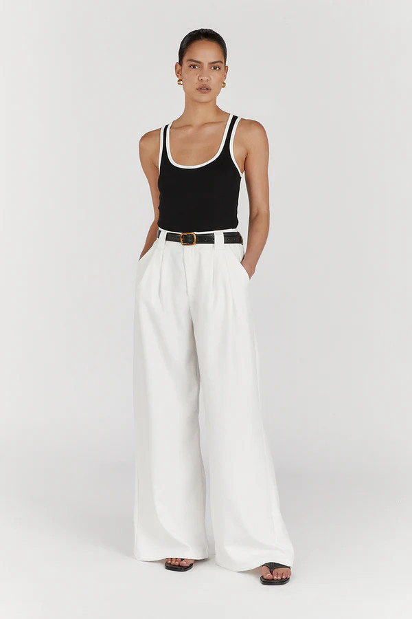 HARLEY WHITE WIDE LEG PANT | DISSH