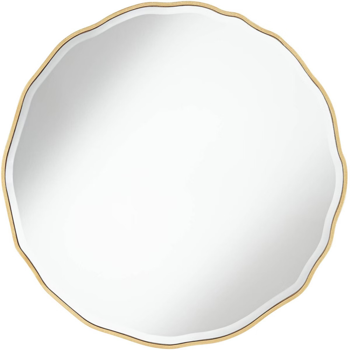 Noble Park Lissa Round Vanity Decorative Wall Mirror Modern Beveled Edge Gold Waved Wood Frame31 ... | Target