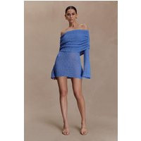 Marisol Off Shoulder Boucle Mini Dress - Periwinkle I MESHKI I Size S | MESHKI US