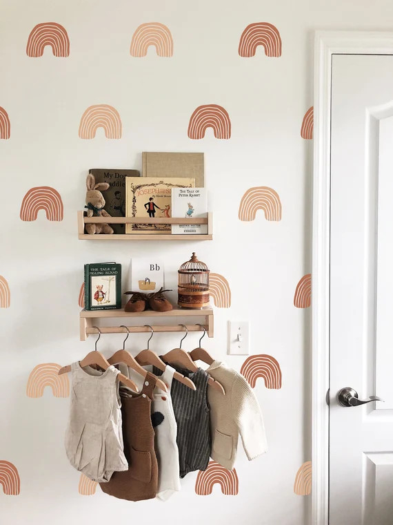 Rainbow Wall Decals - Hand Drawn Rainbow Wall Sticker, Boho Rainbow, Bohemian Rainbow, Nursery De... | Etsy (US)