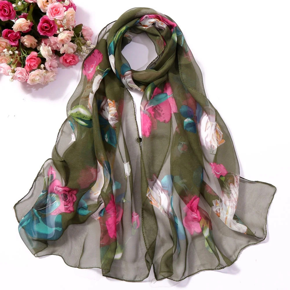 Hontri Scarf in Sale, Fashion Women's Rose Print Long Soft Scarf Simulated Silk Shawl Scarf 1X Sc... | Walmart (US)