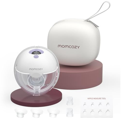 Momcozy Breast Pump Hands Free M5, Wearable Breast Pump of Baby Mouth Double-Sealed Flange with 3 Modes & 9 Levels, Electric Breast Pump Portable - 24mm, 1 Pack Lilac | Amazon (US)