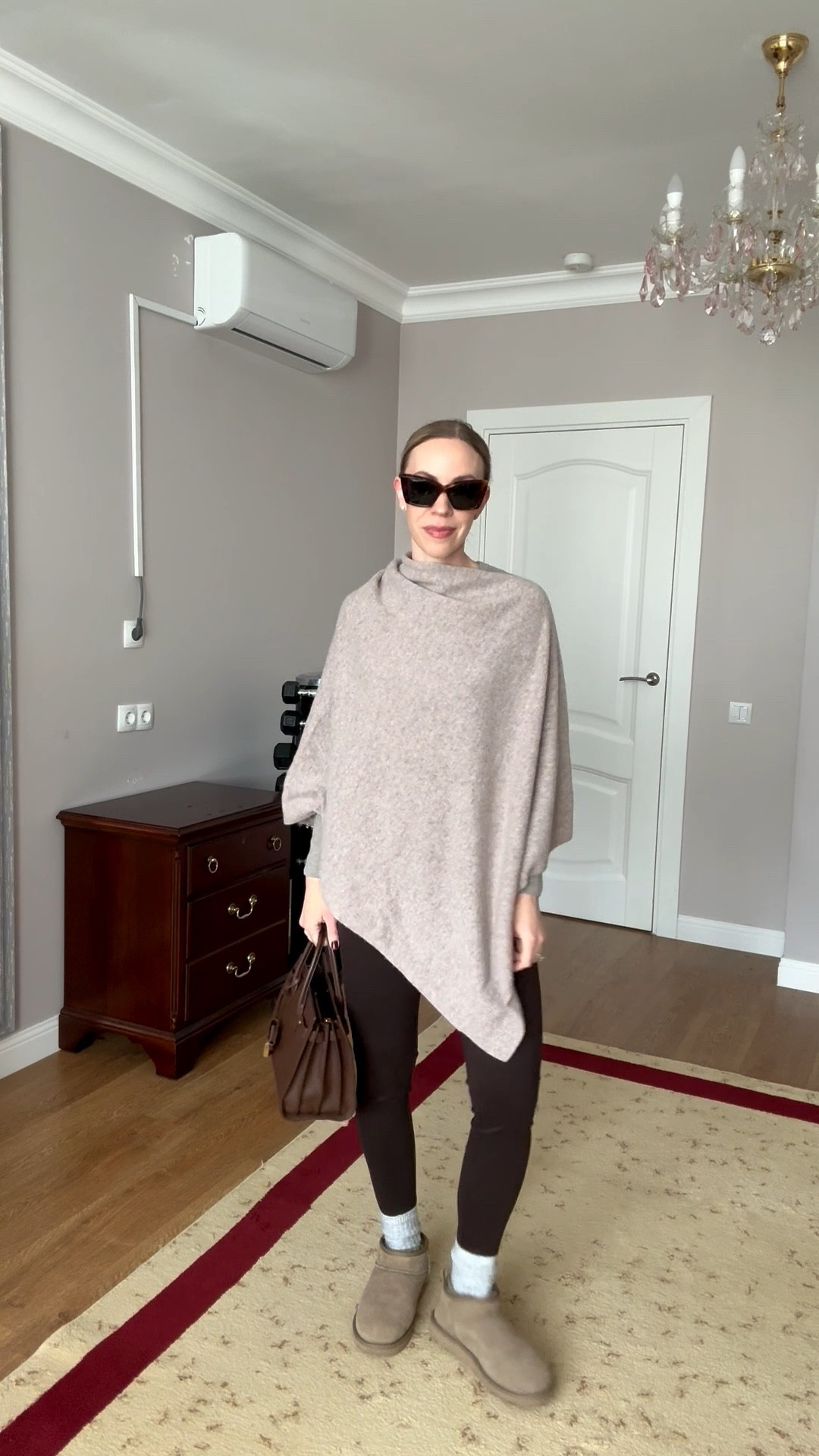 Cozy casual fall outfit with cashmere poncho, Zara dark brown leggings, Ugg ultra mini bootss

#LTKOver40 #LTKFindsUnder50 #LTKShoeCrush