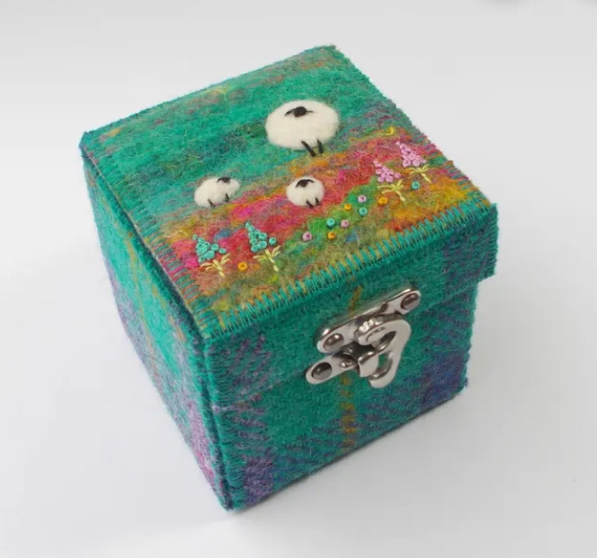 Keepsake Trinket Box made with Harris Tweed and Needle Felted Wool Featuring Miniature Sheep. Purple and Turquoise. Handmade in Scotland🏴󠁧󠁢󠁳󠁣󠁴󠁿

#LTKHome #LTKGiftGuide #LTKU