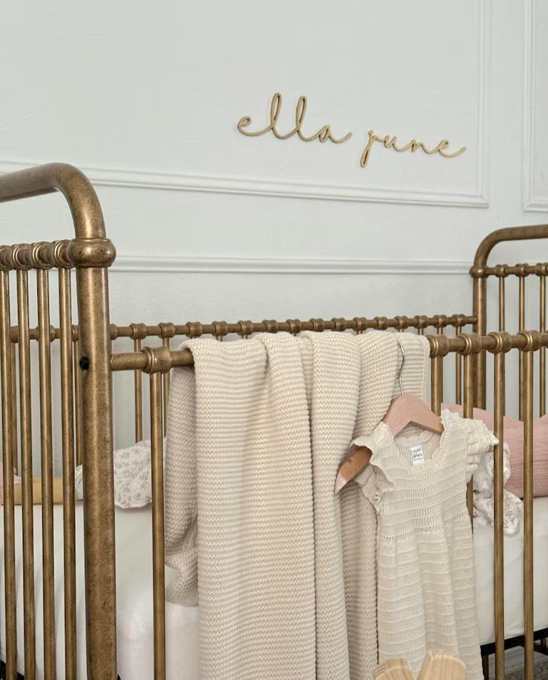 Wood Script Nursery Baby Room Name Laser Cut Sign Cursive First and Middle Name Signature Font Wa... | Etsy (US)