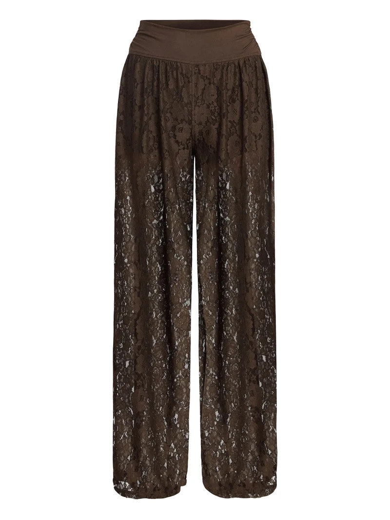 No Boundaries Lace Knit Wide Leg Pant, Women's | Walmart (US)