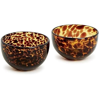 Two's Company Set of 2 Tortoise Print Tidbit Bowl, Glass, 4-inch Diameter, Kitchen Serveware and ... | Amazon (US)
