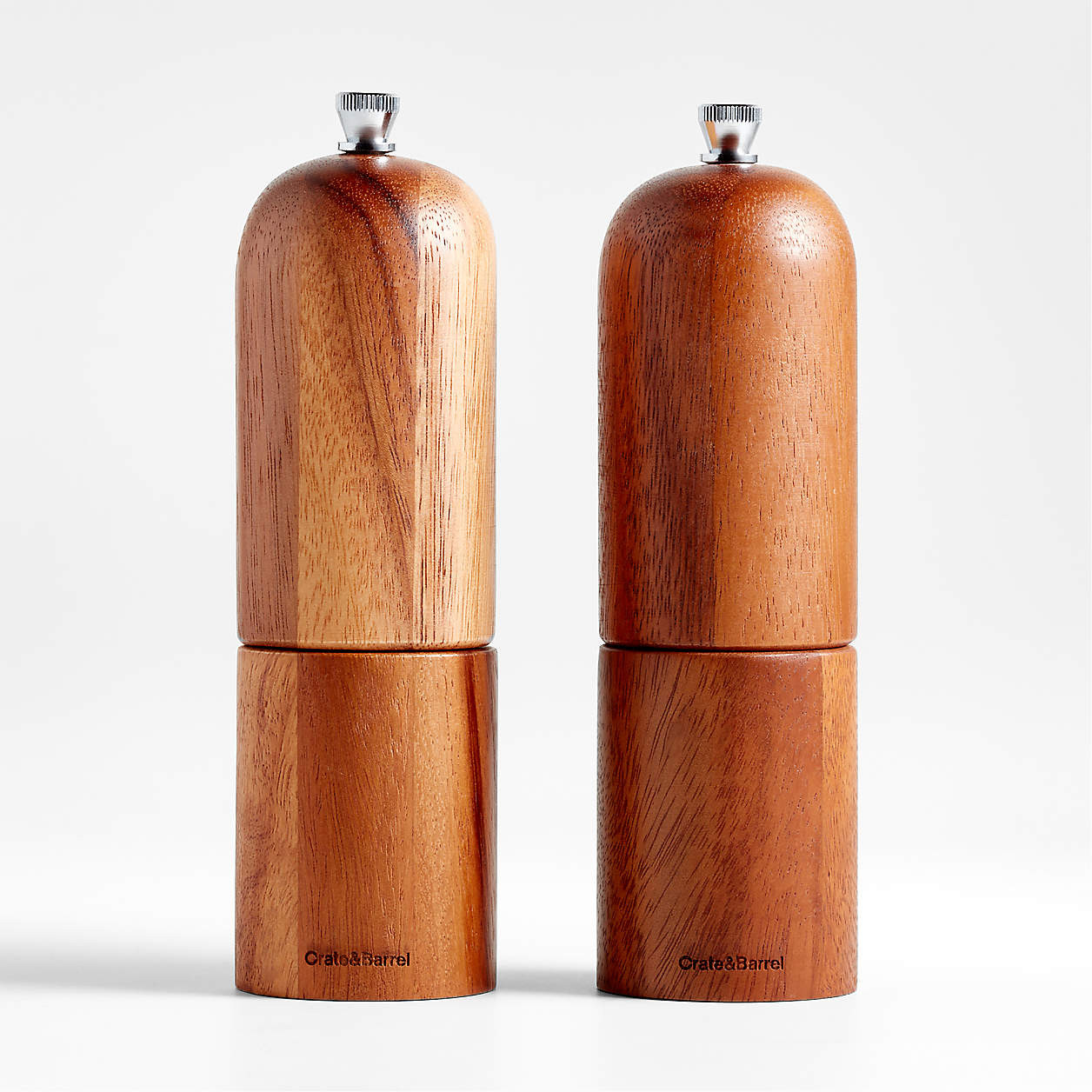 Crate & Barrel Tondo Acacia Salt & Pepper Mills, Set of 2 + Reviews | Crate & Barrel | Crate & Barrel
