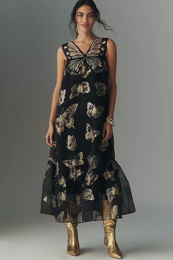 By Anthropologie Sleeveless Butterfly Midi Dress | Anthropologie (US)