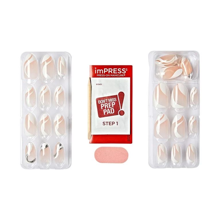 KISS imPRESS Medium Almond Gel Press-On Nails, Glossy Light Pink, 'On My Mind', 33Ct. | Walmart (US)