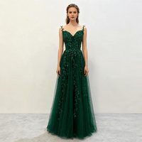 Green Applique V Neck A-Line Prom Dress, Wedding Party Dress, Princess Prom Dress, Bridesmaid Gown, Embroidery Dress, Formal Evening Dress, Dress | Etsy (US)