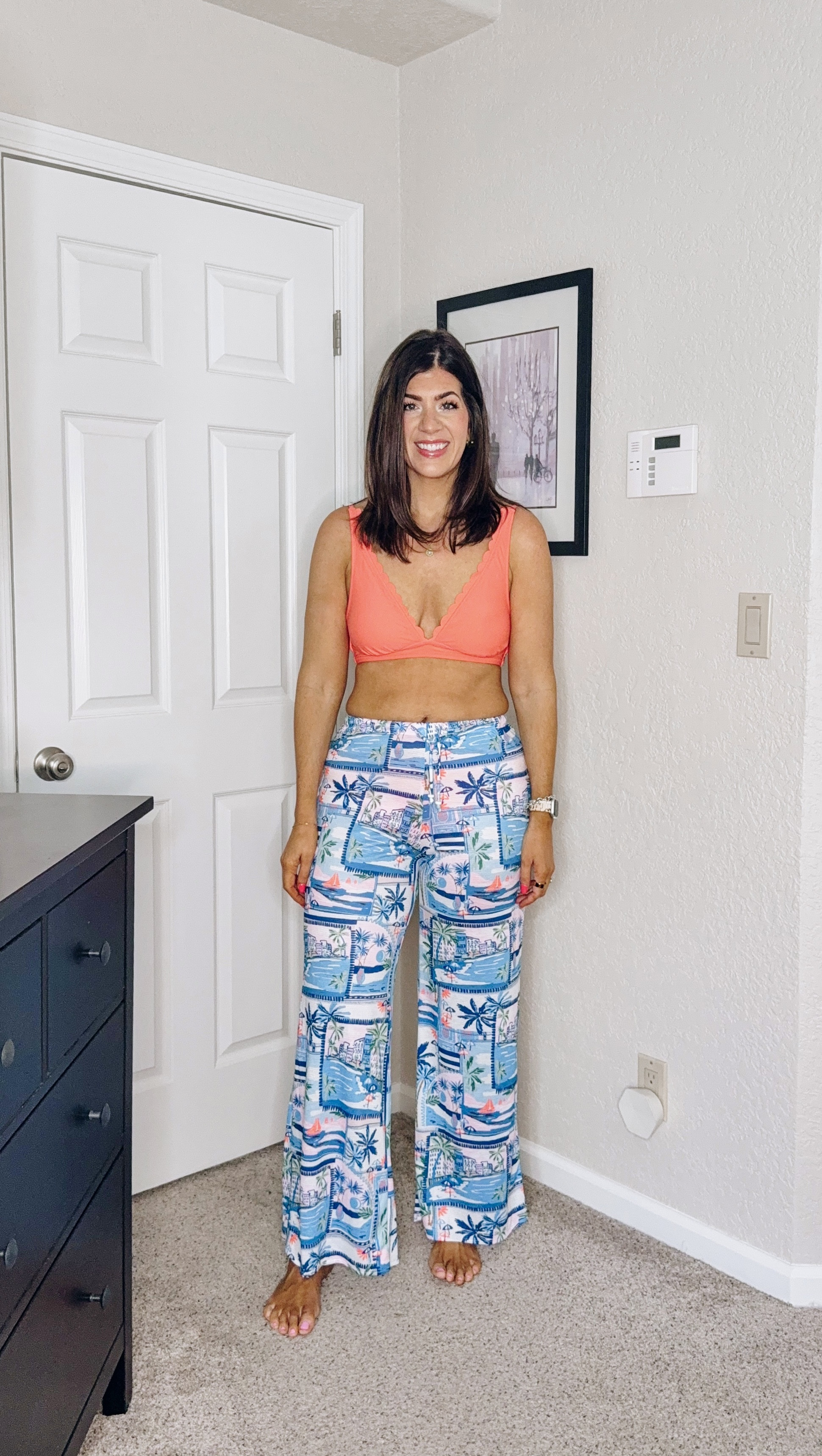 In a medium scalloped swim top and a large bikini bottom
Medium pull on swim cover 

#LTKMidsize #LTKFindsUnder100 #LTKSaleAlert