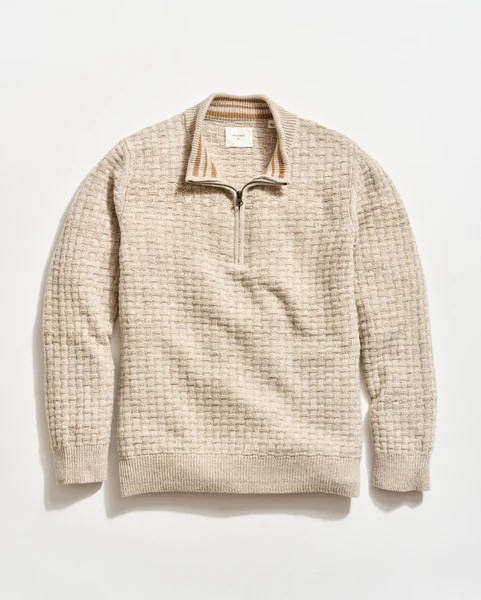 Basketweave Half Zip Sweater - | Billy Reid