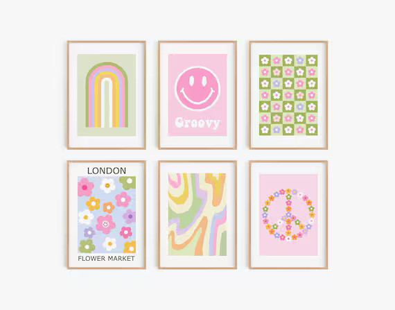 Retro Art Print Set of 6 DIGITAL DOWNLOAD Pastel Danish - Etsy | Etsy (US)