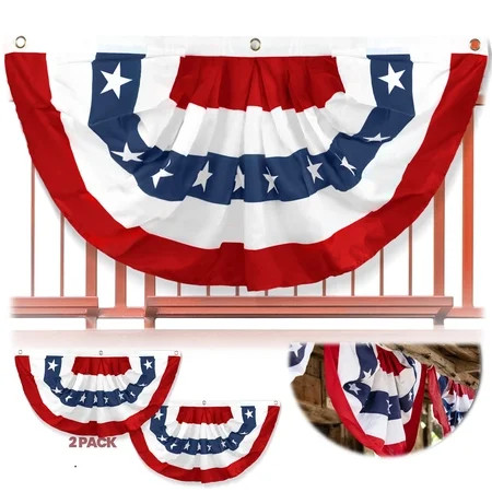 Anley (2 Pack) USA Pleated Fan Flag - 3x6 Ft American US Bunting Flags Half Fan Banner | Walmart (US)