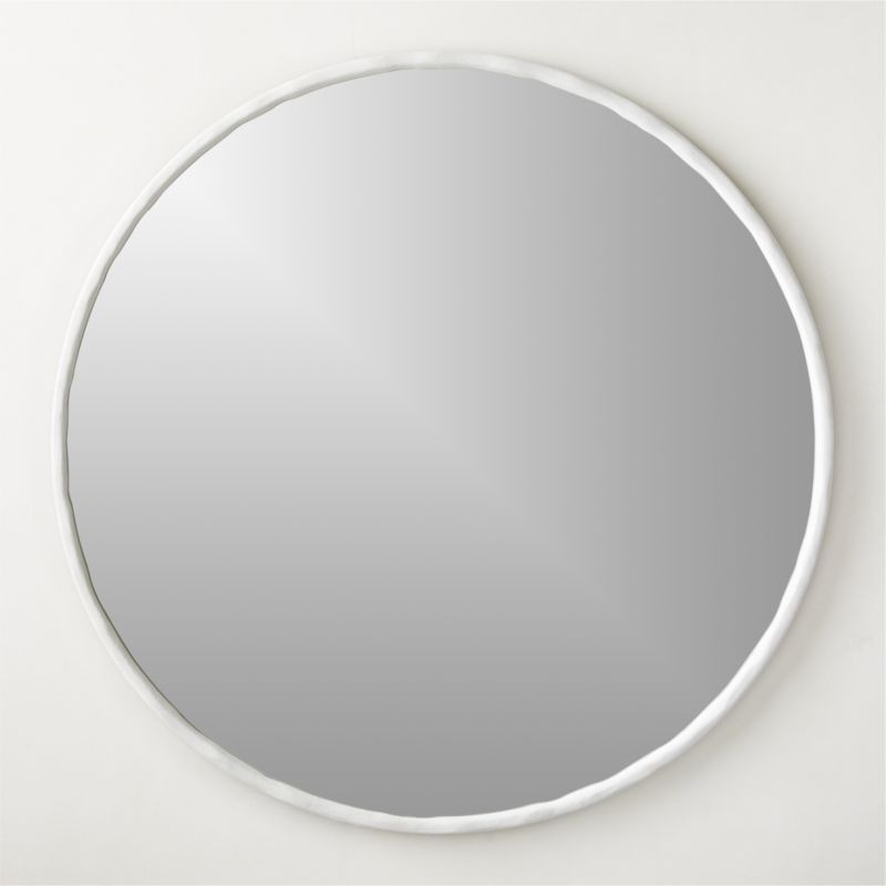 Suva White Rough Cast Round Wall Mirror 48" + Reviews | CB2 | CB2