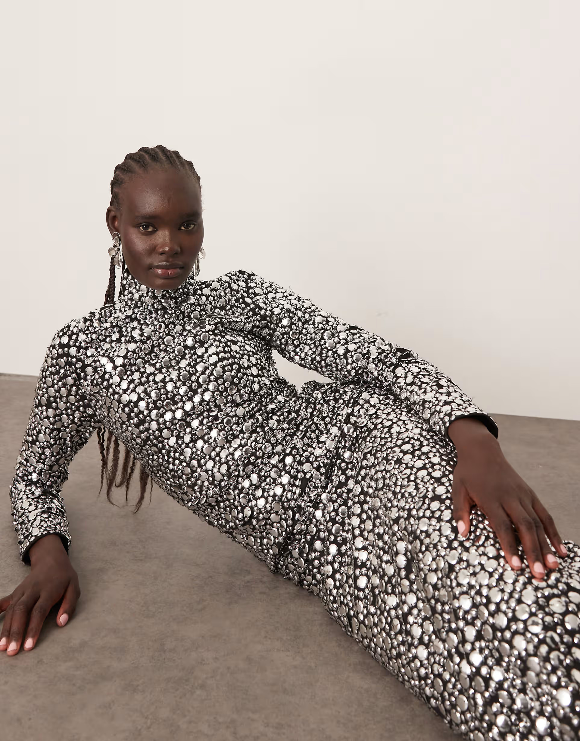 ARRANGE textural sequin high neck long sleeve maxi dress | ASOS (Global)