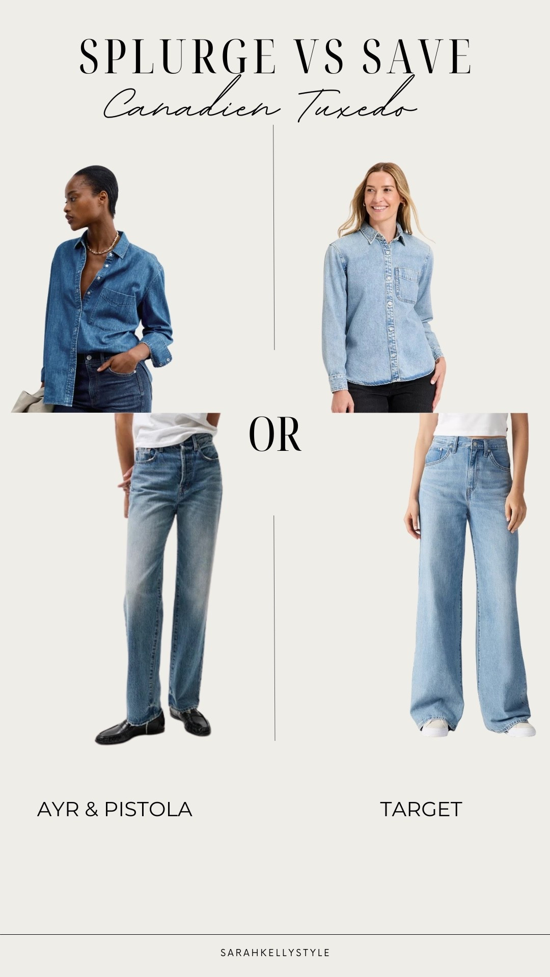 Splurge vs Save Canadien Tuxedo Edition. The denim shirt is a wearable staple for all seasons. I own both of these and they are great pieces for different price ranges. Also linking the matching jeans I wear with each🥰

#LTKootd #LTKmomlife #LTKSeasonal