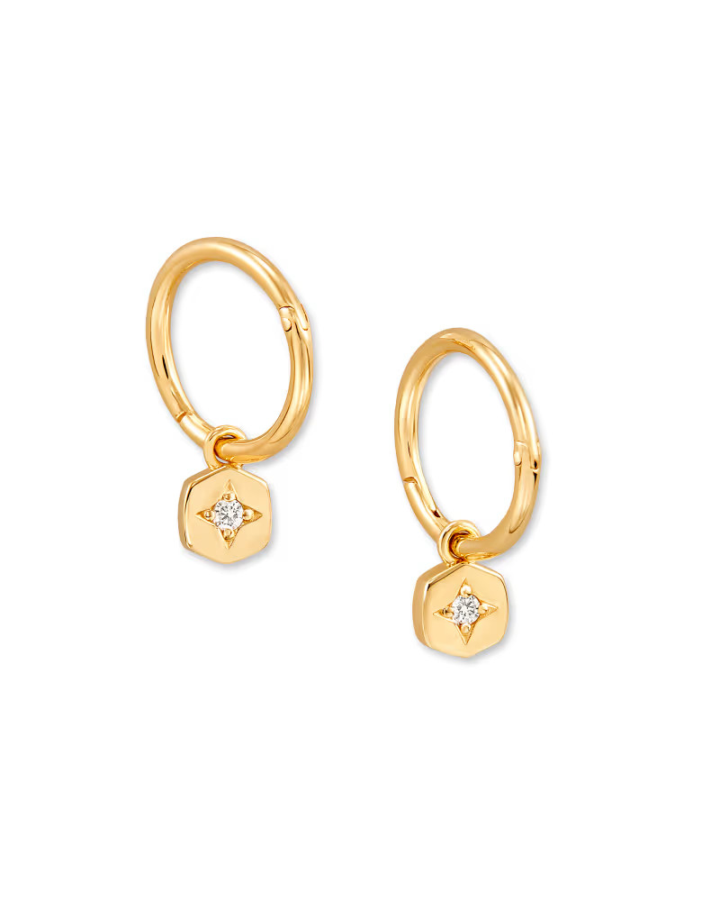 Adanna 18k Yellow Gold Vermeil Huggie Earrings in White Topaz | Kendra Scott