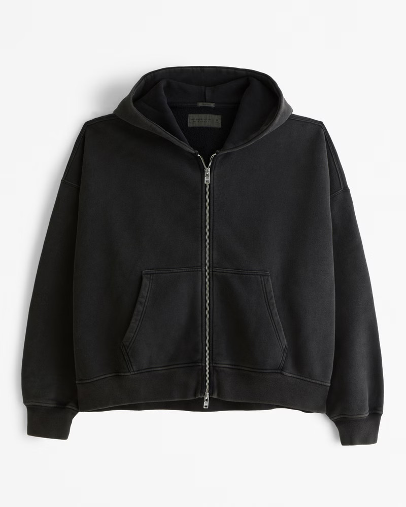 Cropped Essential Full-Zip Hoodie | Abercrombie & Fitch (US)